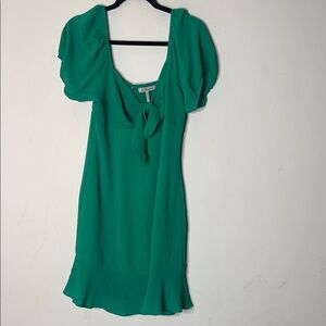 BCBGeneration Green Flutter Sleeve Tie Front Sundress